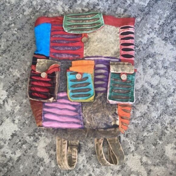 Jessica Taylor Boho Hippie Backpack Bag - Picture 1 of 8
